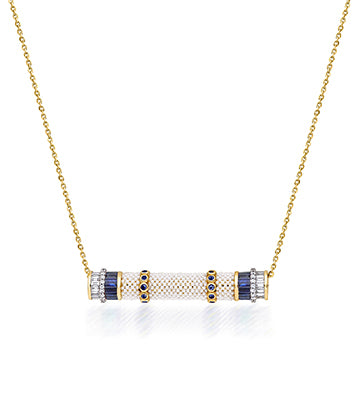 Pearl, Diamond and Blue Sapphire necklace